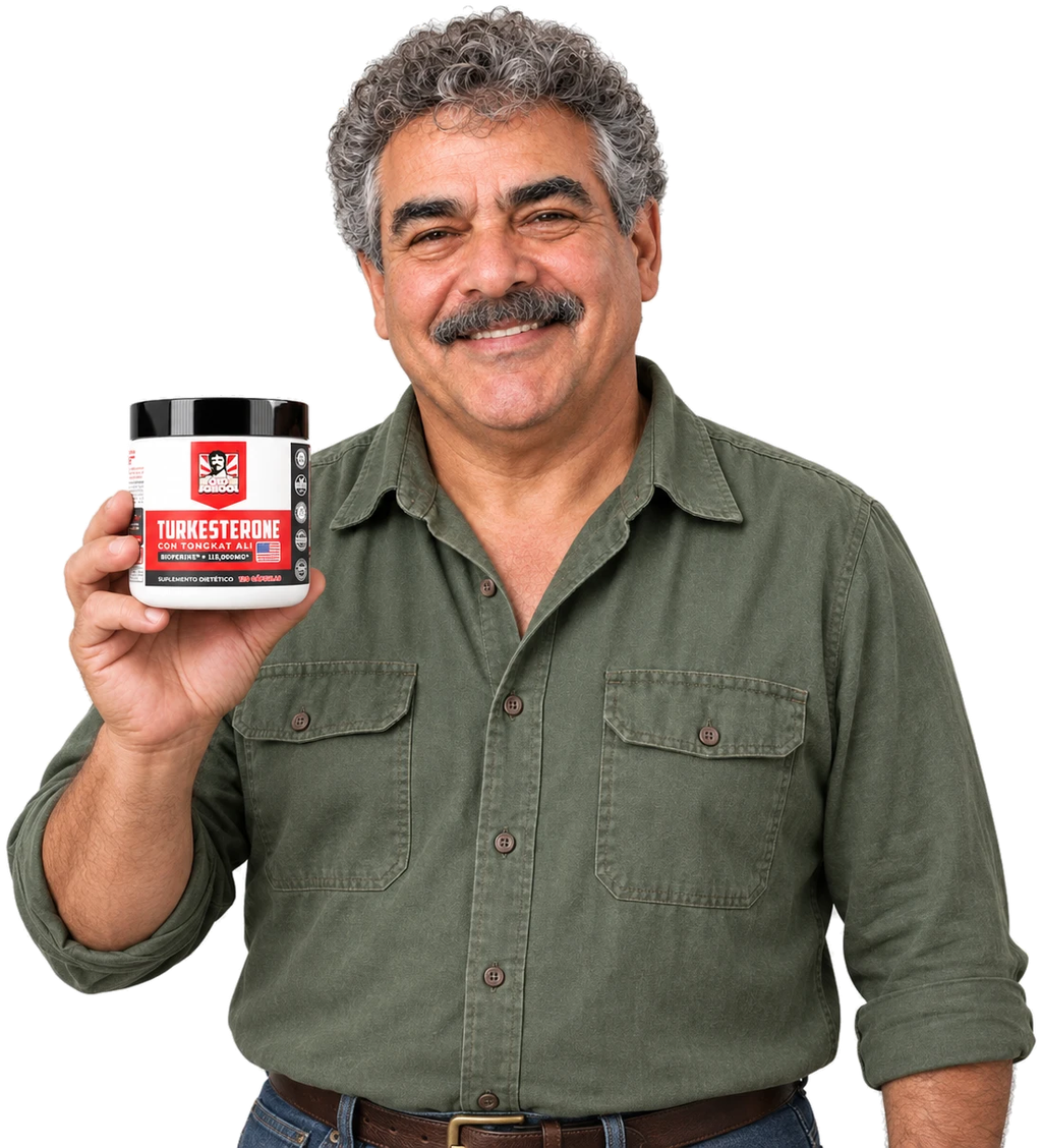 Cliente sonriendo con el frasco de Hisola